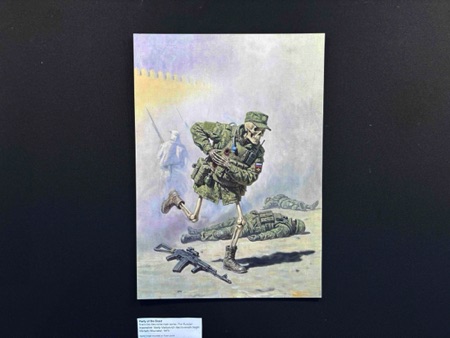 From the &ldquo;Necrobiennale&rdquo; series (&ldquo;The Russian Imperative&rdquo; at the Necrobiennale: Vasily Vasilyevich Necrovereshchagin, &ldquo;Mortally Wounded&rdquo; &mdash; 1873) &mdash; 2026 40 &times; 60 cm Digital image mounted on Forex panel